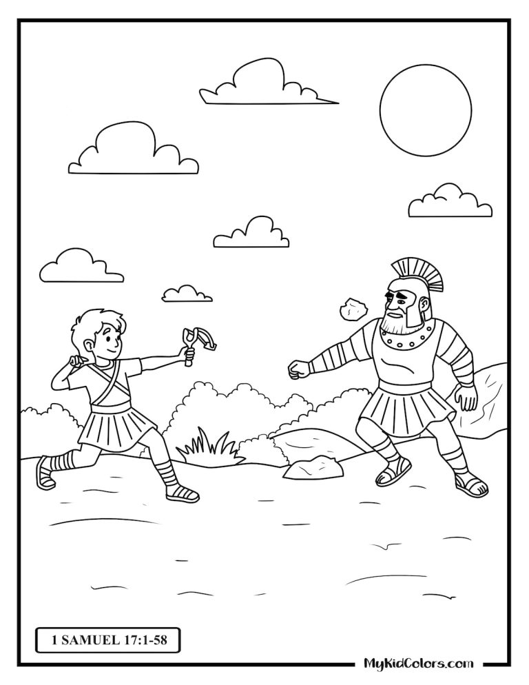15 David and Goliath Coloring Pages | Faith, Courage & the Power of God