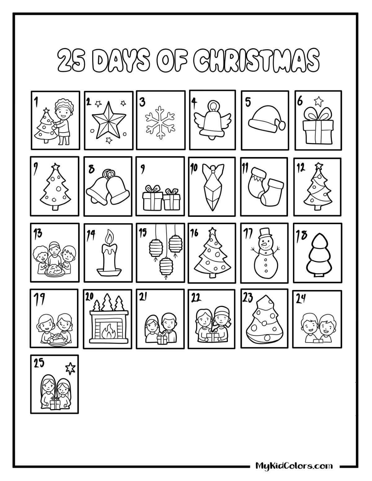 Advent Calendar Coloring Page – Page # 1