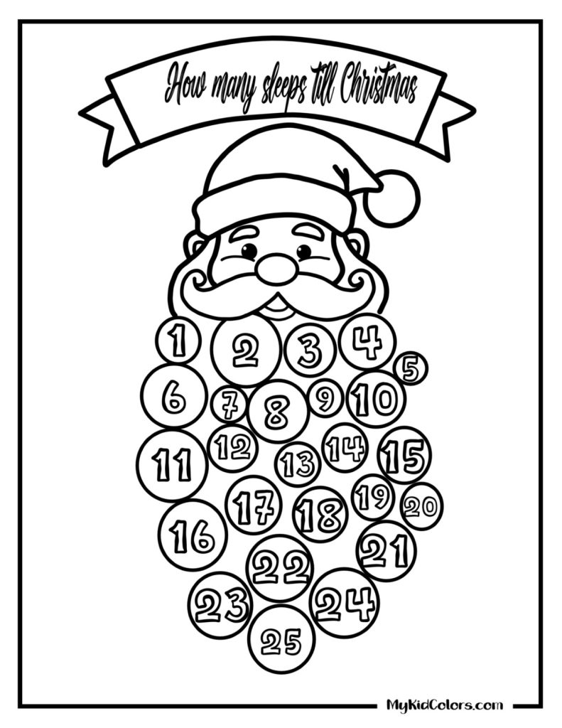 Christmas Countdown Coloring Pages – Page # 1