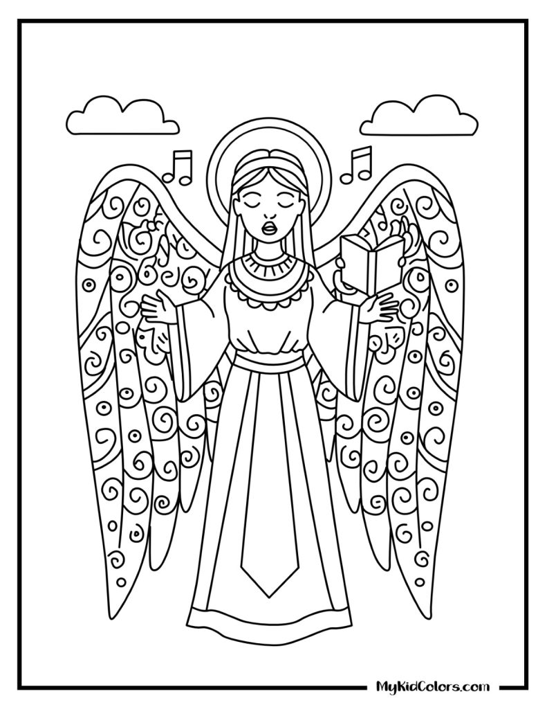 15 - Guardian Angel Drawing - Pretty Coloring Pages