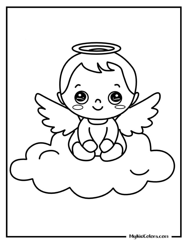 6 - Angel Coloring Page - Cute Angel Coloring Pages