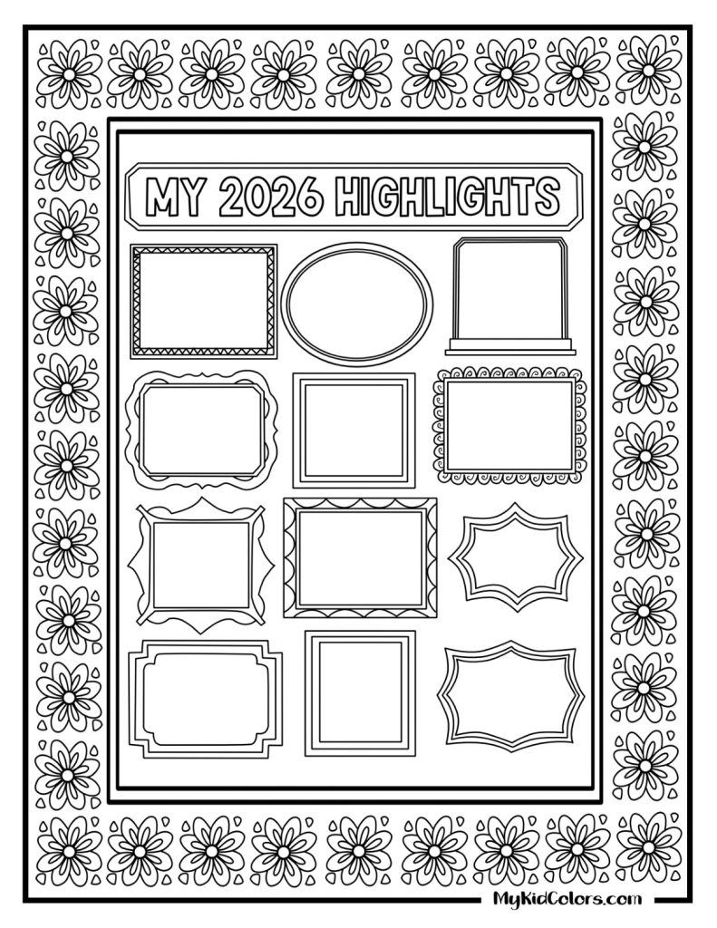 2026 Coloring Calendar – Page # 1
