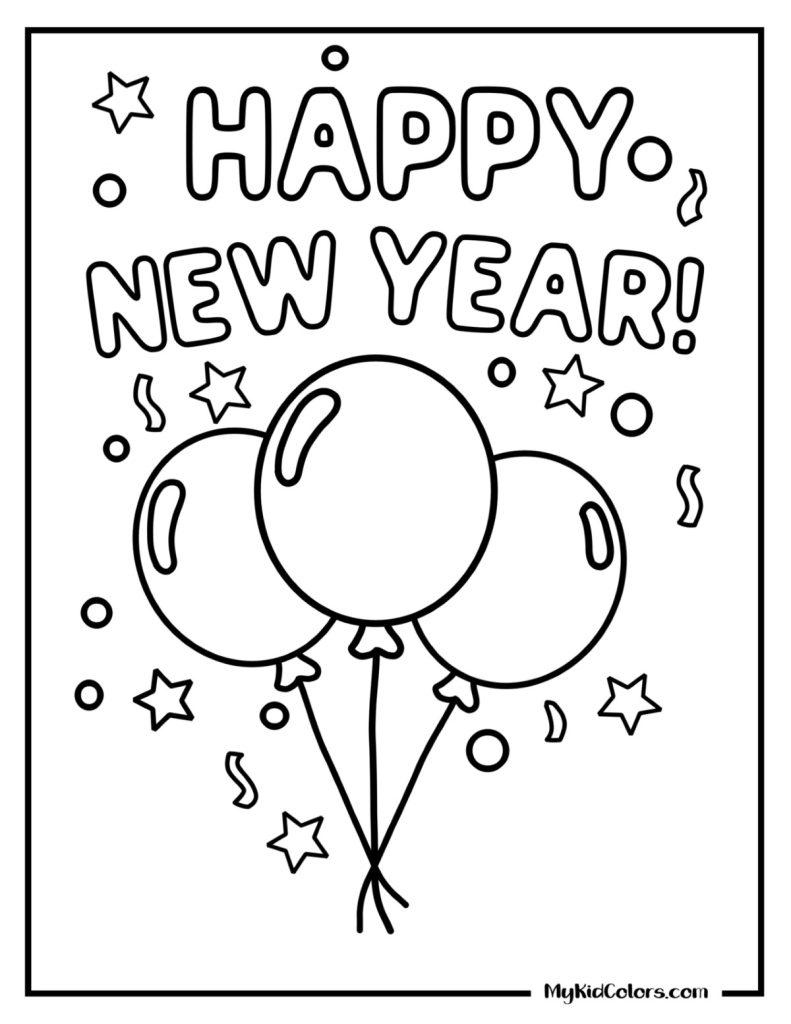 New Year Coloring Pages – Page # 1