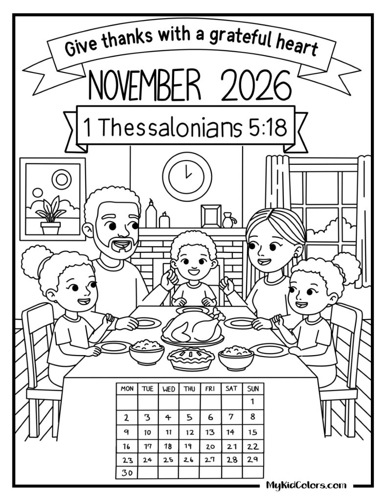 2026 Calendar Coloring Pages – Page # 12