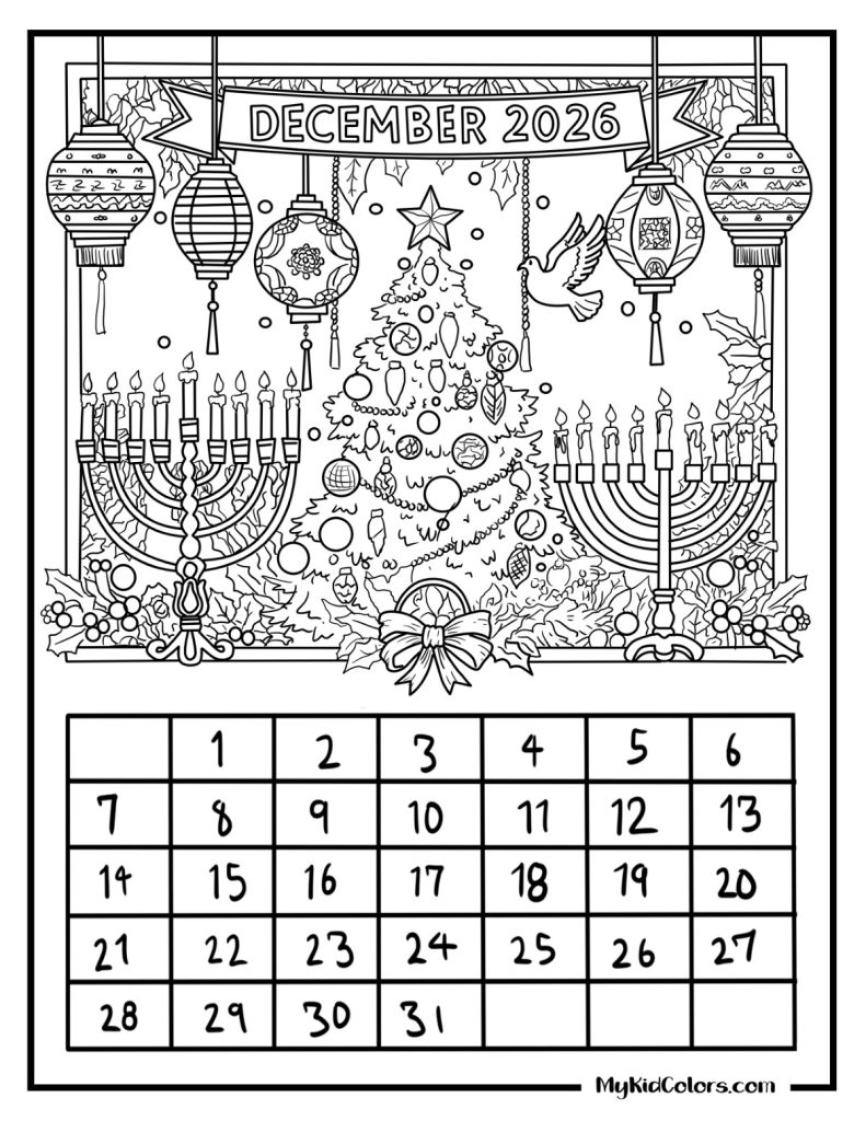 2026 Coloring Calendar – Page # 13