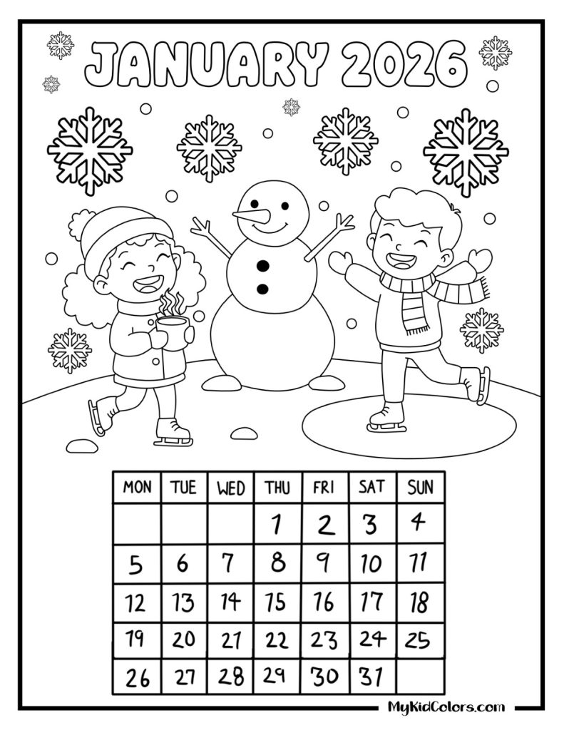 2026 Coloring Calendar – Page # 2