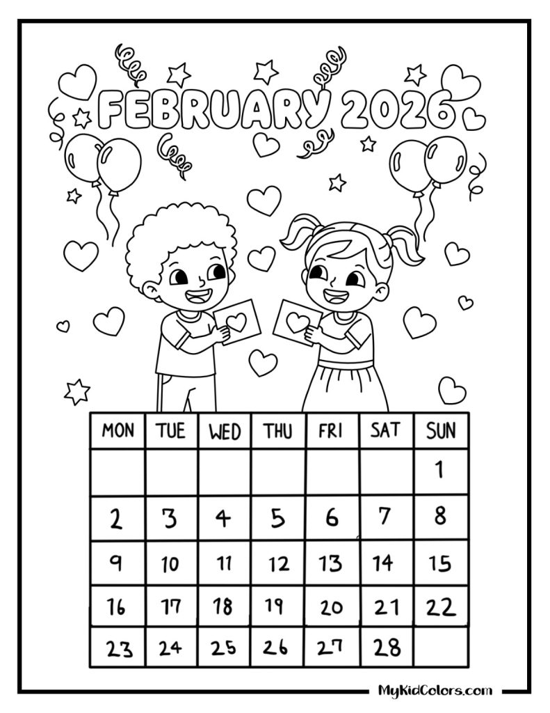 2026 Coloring Calendar – Page # 3