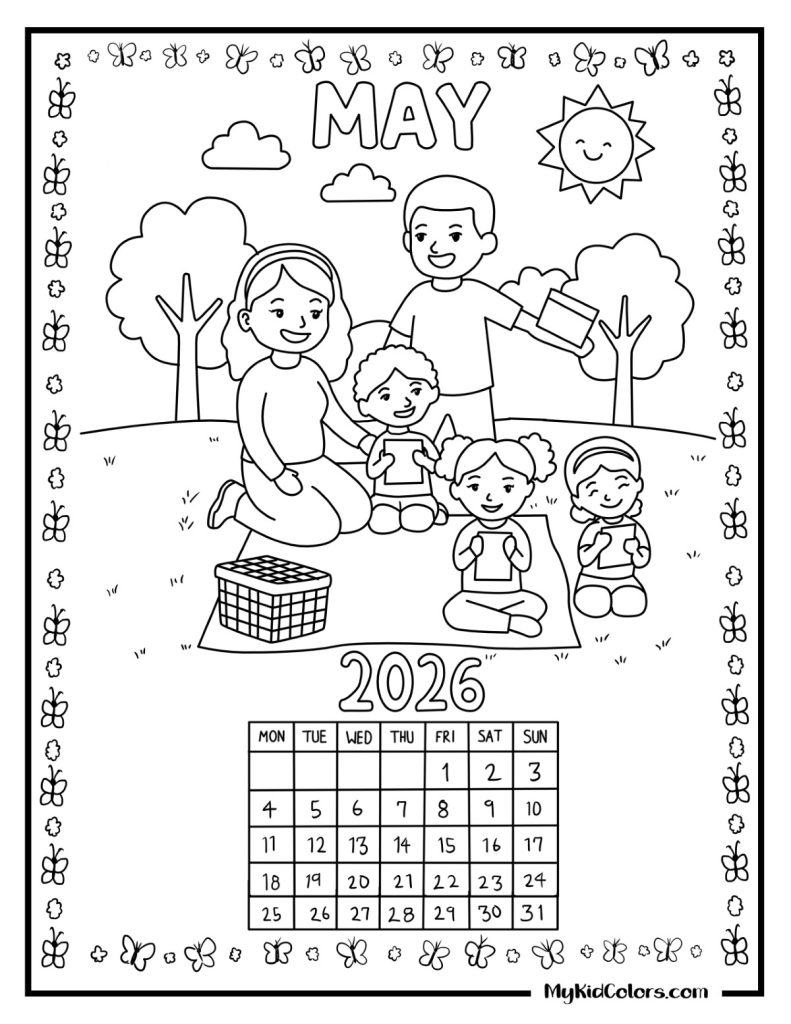 2026 Calendar Coloring Pages – Page # 6