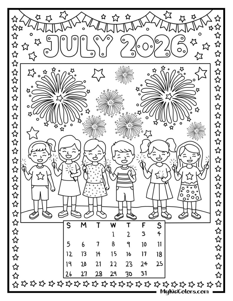 2026 Coloring Calendar – Page # 8