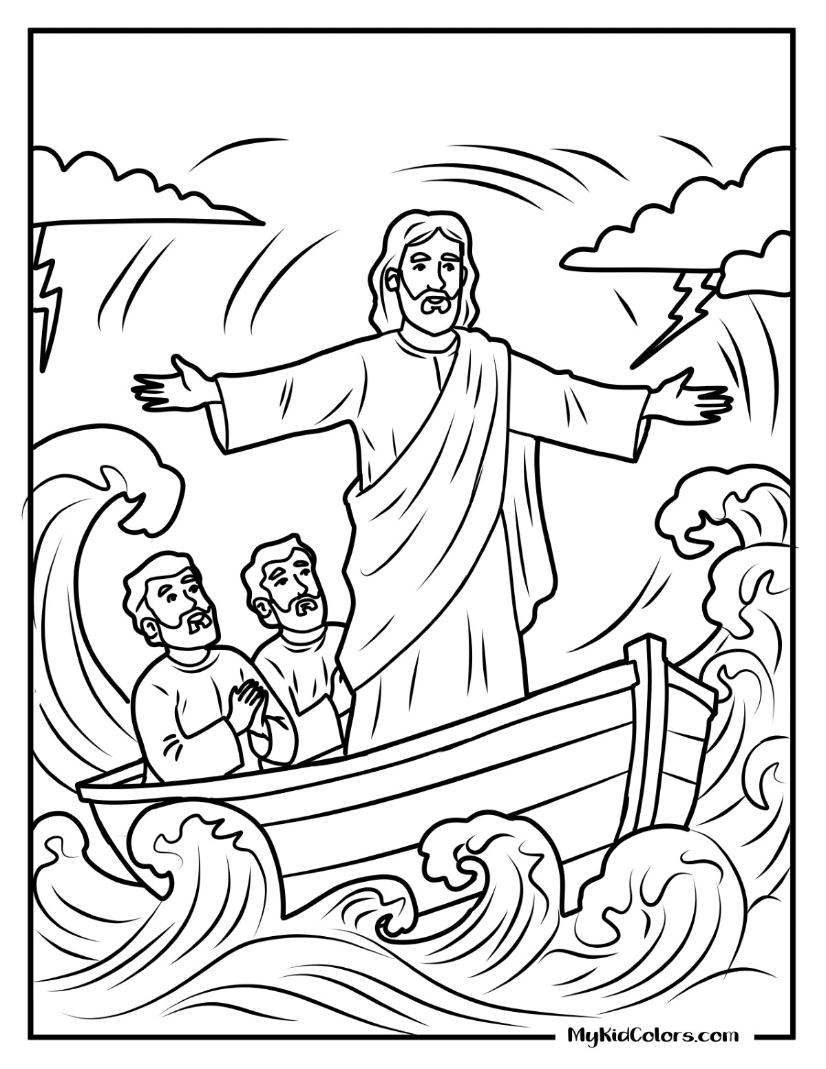 15 Free Jesus Calms the Storm Coloring Page PDF Printables