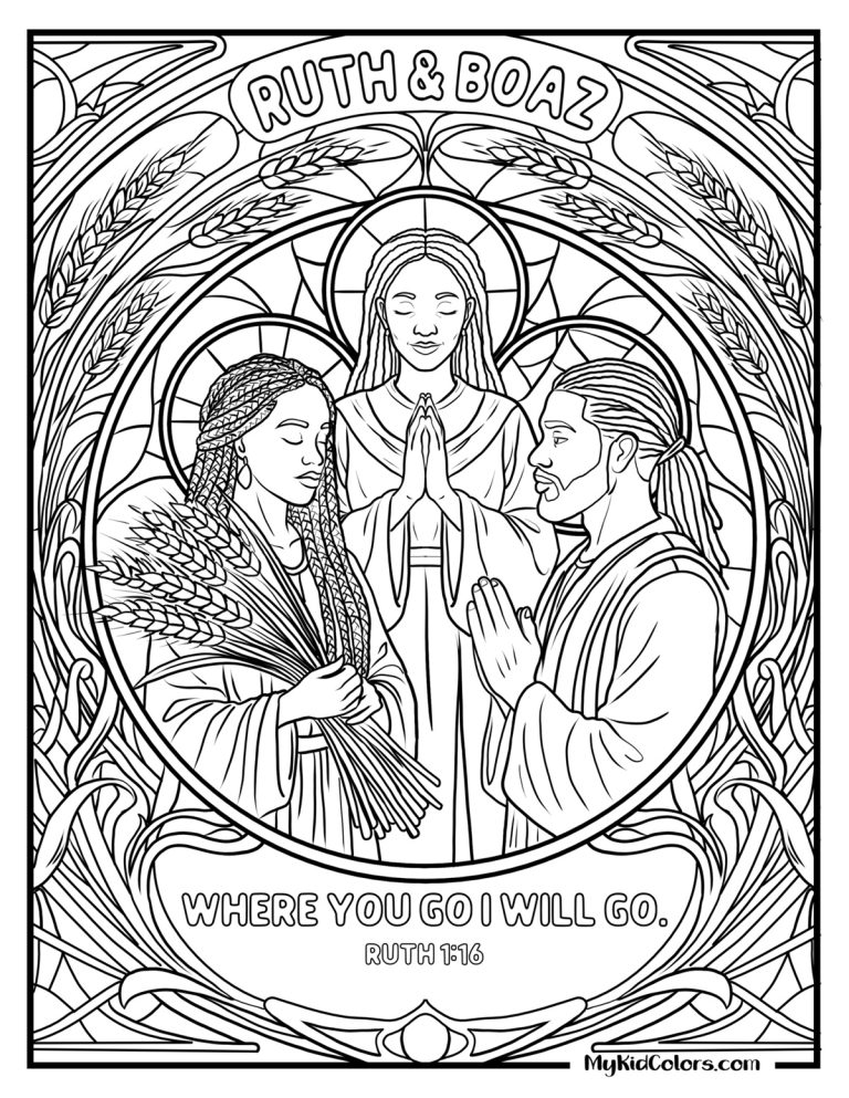 15 Ruth and Boaz Coloring Pages That Teach Loyalty and God’s Provision