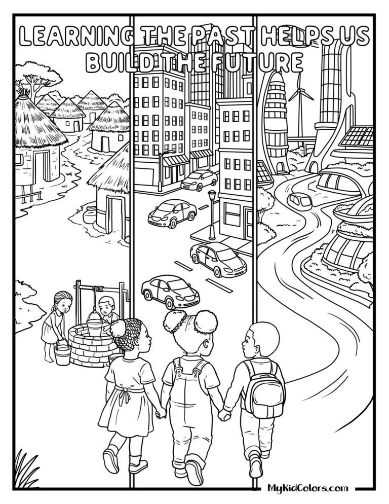 15 Then and Now Coloring Pages That Teach Kids How the World Has Changed