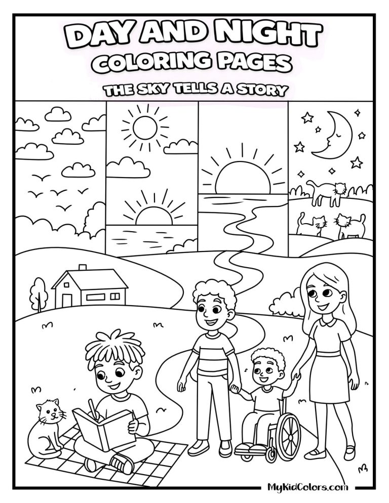 15 Free Day and Night Coloring Pages for Real Life Routines (PDF)