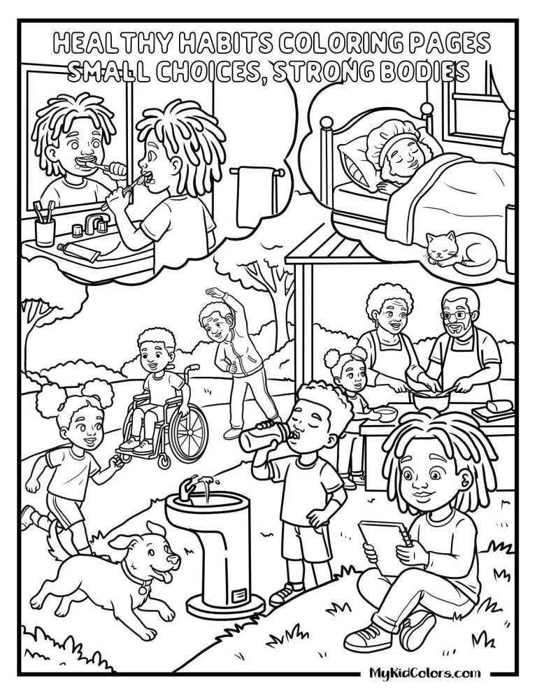 15 Free Healthy Habits Coloring Pages for Real Life Routines (PDF)