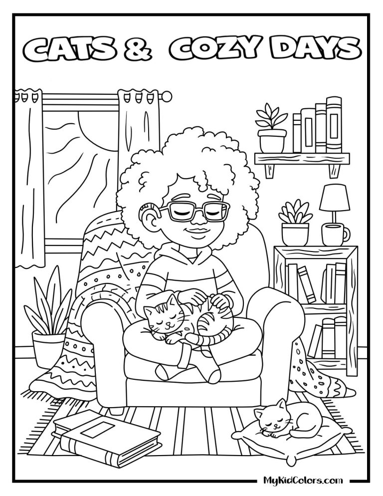 15 Cat Coloring Pages That Teach Kids Comfort, Creativity & Calm