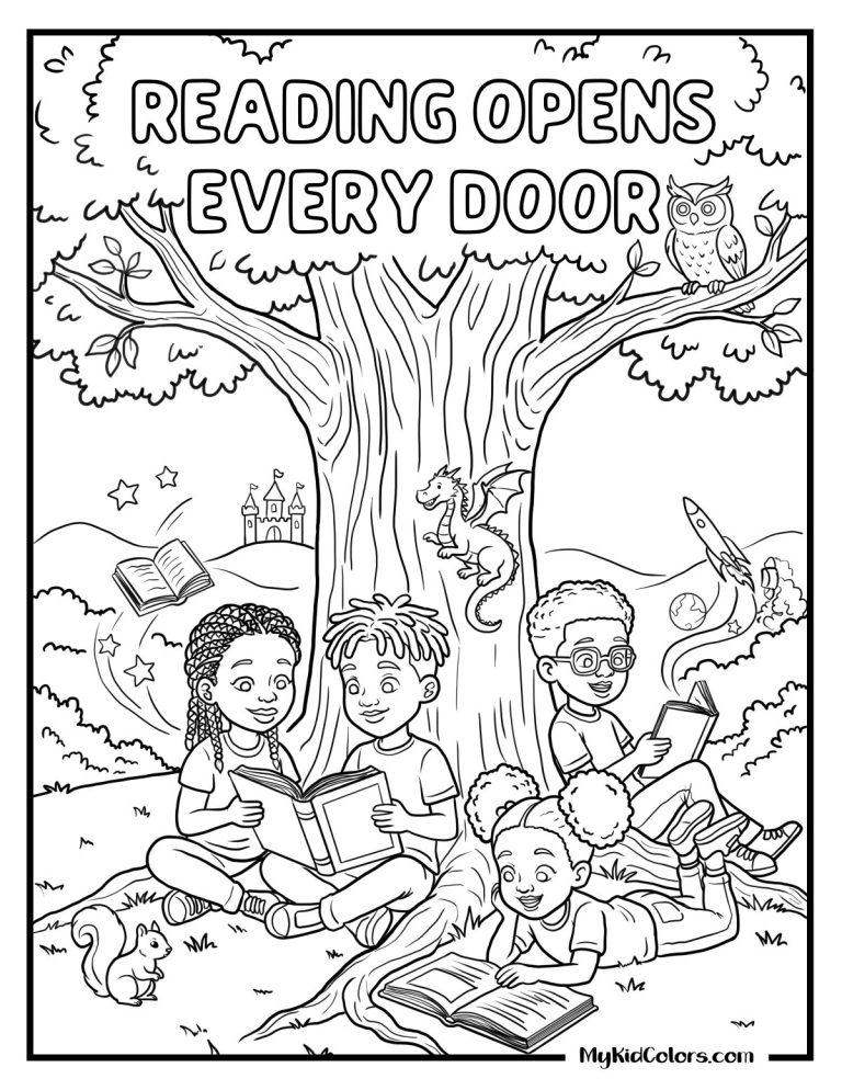 15 Free Kids Reading Coloring Pages That Help Kids Fall in Love with Books
