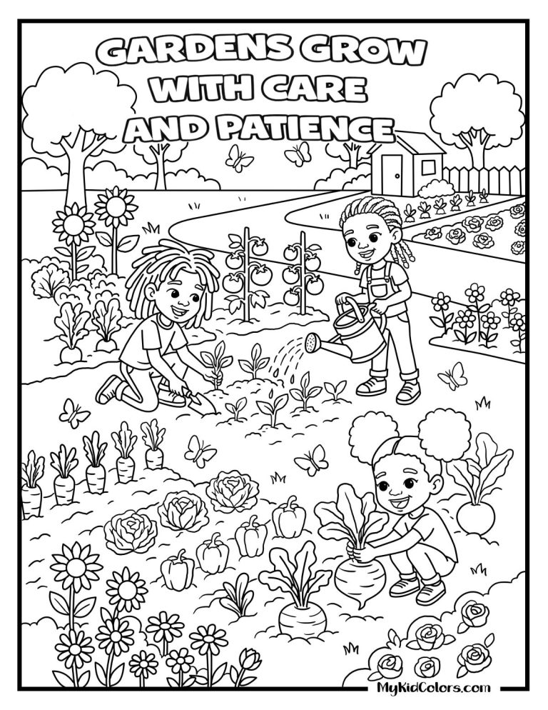 15 Gardening Coloring Pages That Teach Kids Patience, Growth, and Care