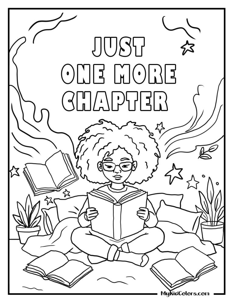15 Bookish Coloring Pages That Inspire Calm, Imagination, and a Love of Reading
