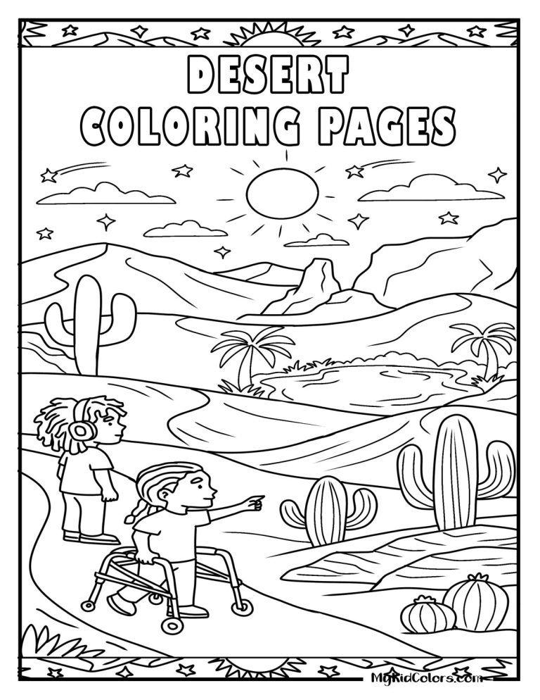 15 Desert Coloring Pages for Kids Learning About Cactus, Camels, and More