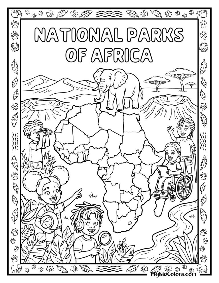 15 Free African National Parks Coloring Pages That Put Black and Brown Kids in the Wild