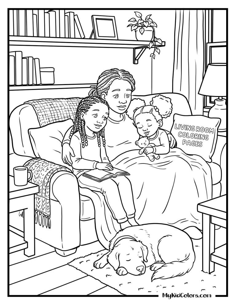 15 Free Living Room Coloring Pages Where Every Family Looks a Little Like Yours