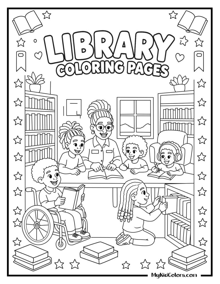 15 Free Library Coloring Pages for Kids Who Belong Between the Shelves