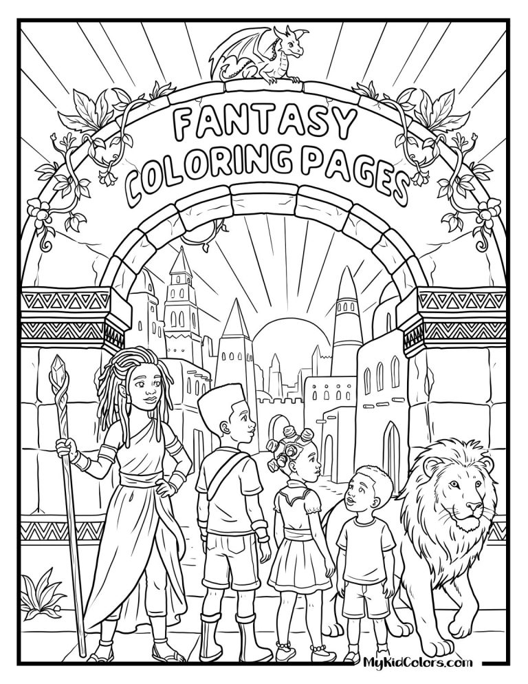 15 Free Fantasy Coloring Pages Where the Hero of the Story Looks Like Your Child